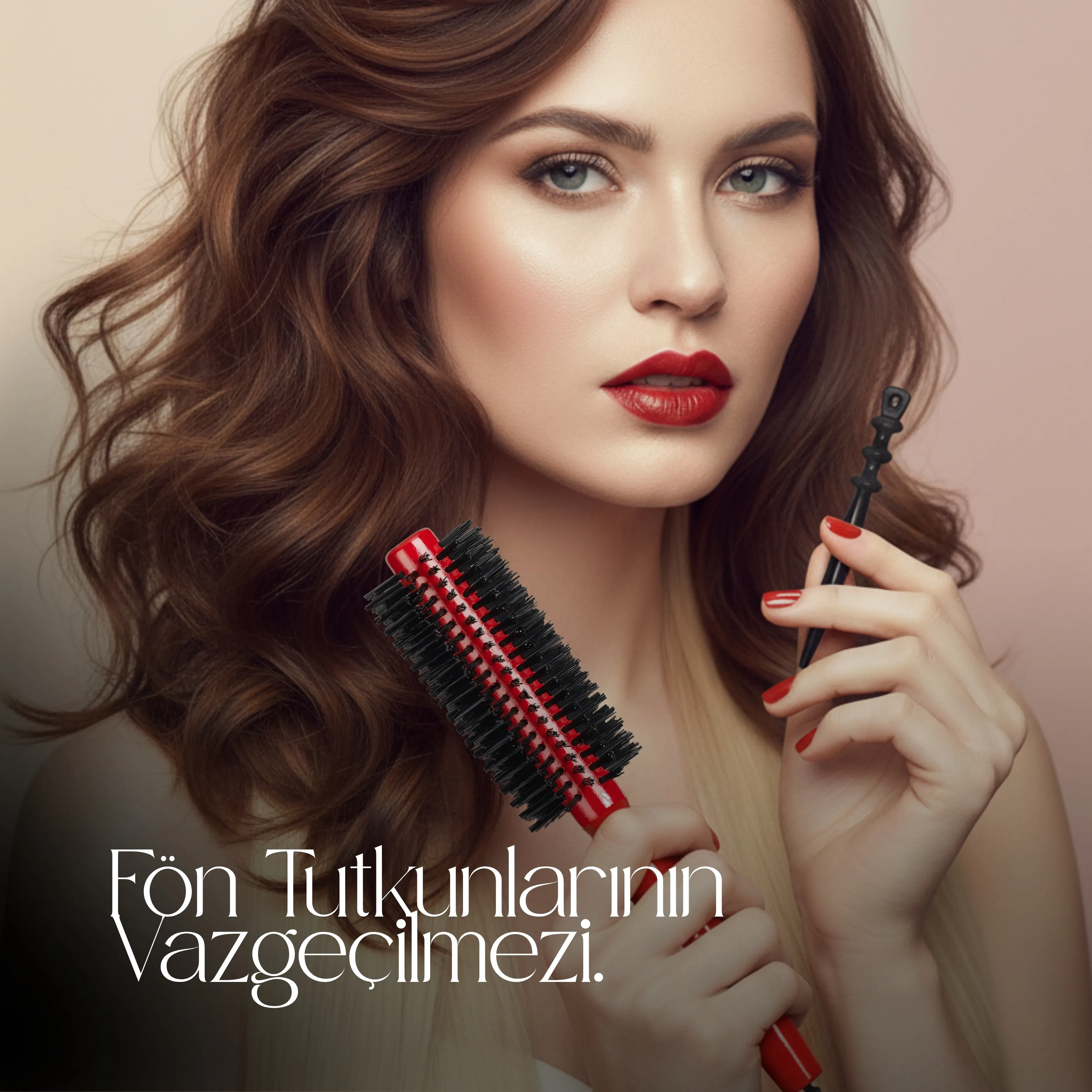 Professional 333 Tokalı Kırmızı Saç Fırçası